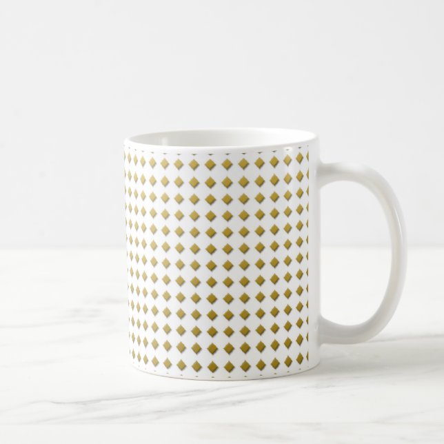 Tiny Diamond Shapes Golden Yellow White Pattern Coffee Mug (Right)
