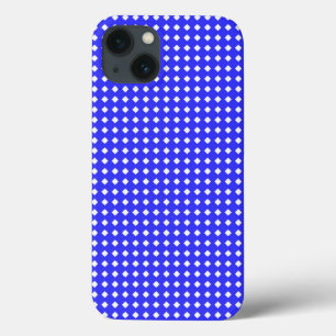 Tiny Diamonds Squares Pattern Cobalt Blue White iPhone 13 Case