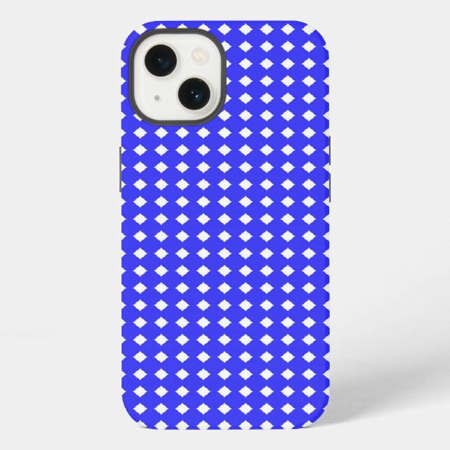 Tiny Diamonds Squares Pattern Cobalt Blue White iPhone Case (Back)