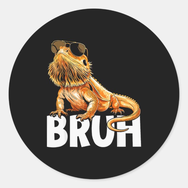 Tiny Dinosaur Bruh Bearded Dragon Lover  Classic Round Sticker (Front)