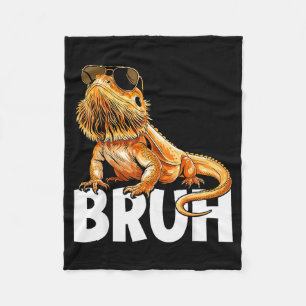 Tiny Dinosaur Bruh Bearded Dragon Lover Fleece Blanket