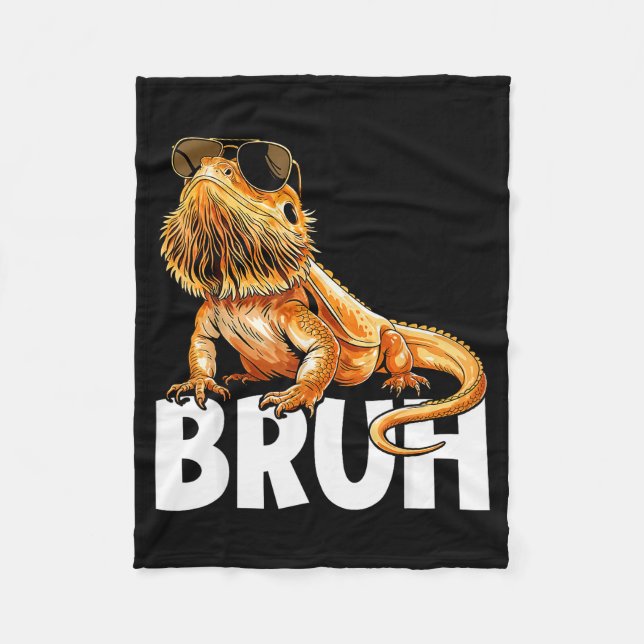Tiny Dinosaur Bruh Bearded Dragon Lover  Fleece Blanket (Front)