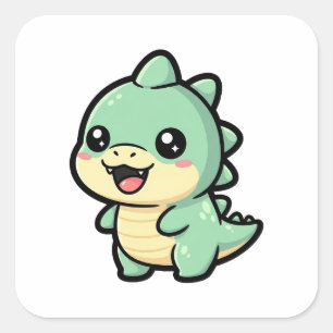 Tiny Dinosaur – Cute Kawaii Illustration Square Sticker