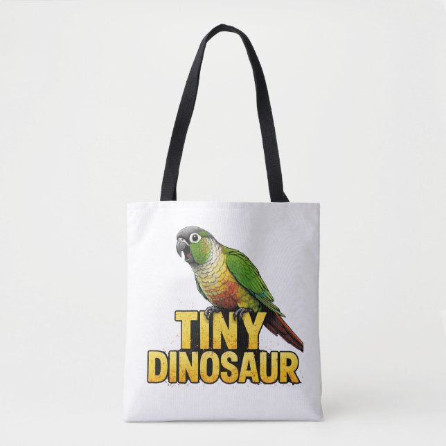 Tiny Dinosaur Green Cheek Conure Tote Bag (Front)