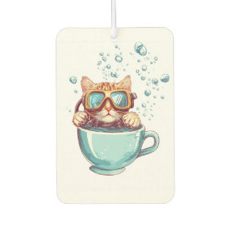 Tiny Diver Cat � Funny Scuba Kitty Tea Lover Car Air Freshener