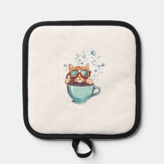 Tiny Diver Cat � Funny Scuba Kitty Tea Lover Pot Holder