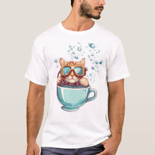 Tiny Diver Cat � Funny Scuba Kitty Tea Lover T-Shirt