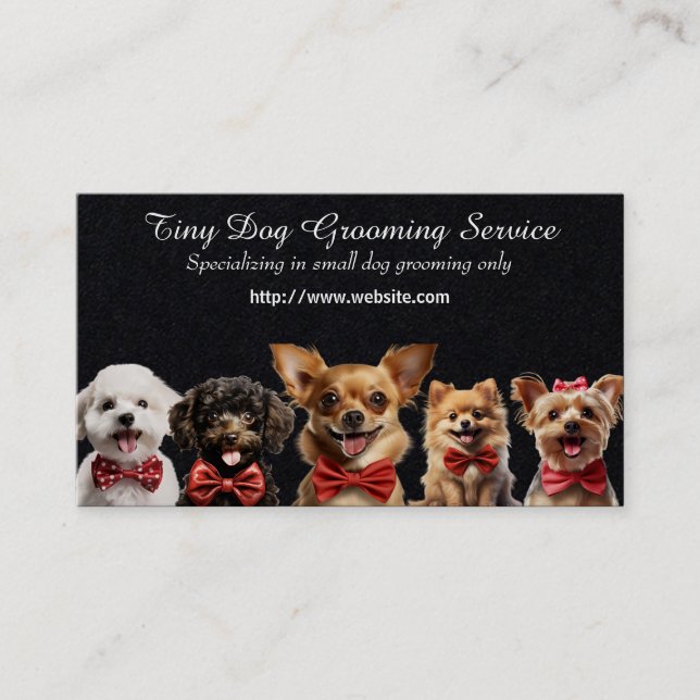 Tiny Dog Grooming Service Business Card (Front)