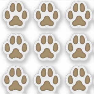 Tiny Dog Paw Prints Brown Animal Tracks Stickers