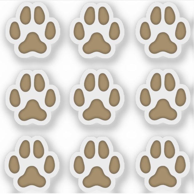 Tiny Dog Paw Prints Brown Animal Tracks Stickers (Front)