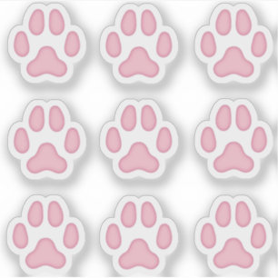 Tiny Dog Paw Prints Pink Animal Tracks Stickers
