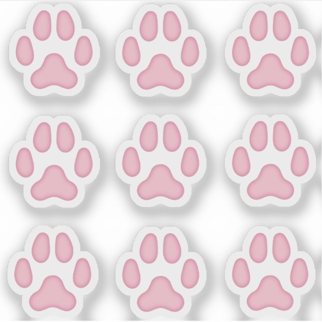 Tiny Dog Paw Prints Pink Animal Tracks Stickers (Front)