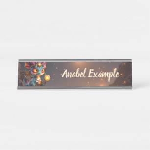 Tiny Dragon, Big Time Energy – The Ember Clockling Desk Name Plate