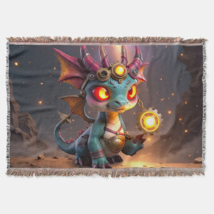 Tiny Dragon, Big Time Energy – The Ember Clockling Throw Blanket
