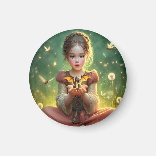 Tiny Dragon Keeper with Butterflies Magnet (Front)