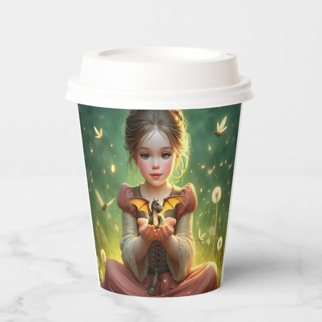 Tiny Dragon Keeper with Butterflies Paper Cups (Front)
