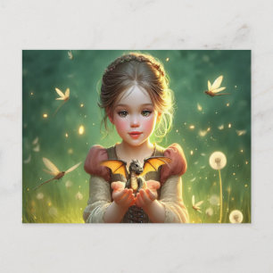 Tiny Dragon Keeper with Butterflies Postcard