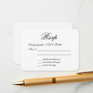 Tiny Elegant Minimalist White Wedding RSVP Enclosure Card