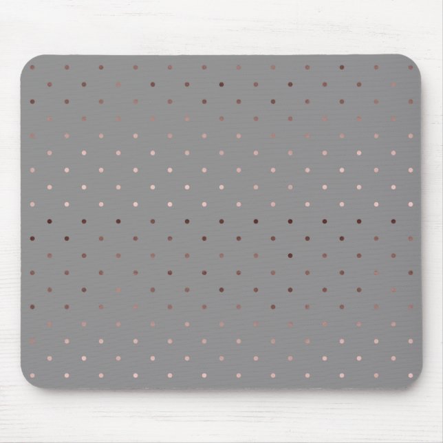 tiny faux rose gold grey polka dots pattern mouse mat (Front)