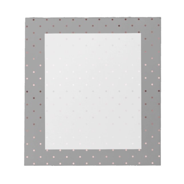 tiny faux rose gold grey polka dots pattern notepad (Front)