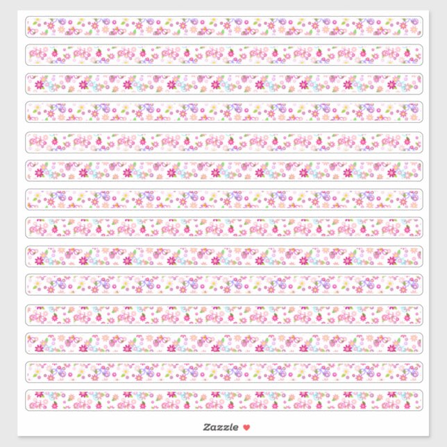 Tiny Floral Borders Pink and White (Sheet)