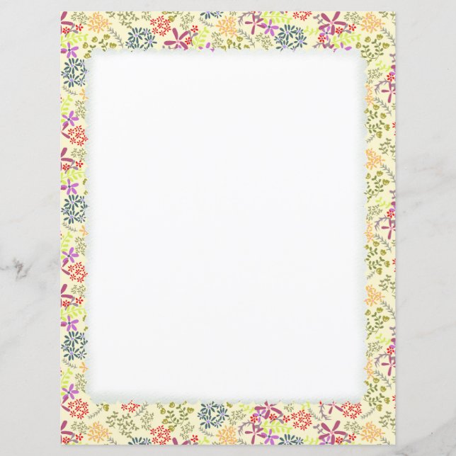 Tiny Floral Cream Stationery Paper (Front)