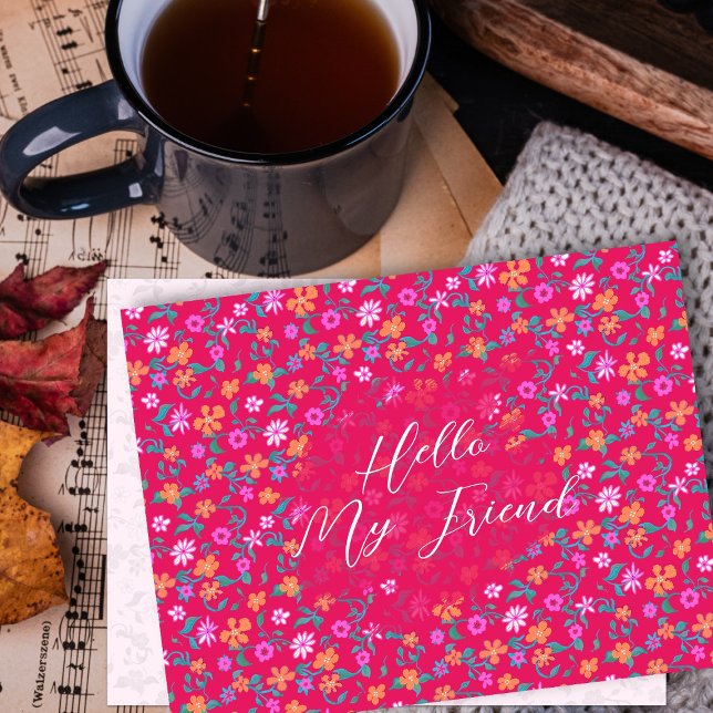Tiny Floral Pattern Custom Friendship Postcard (Creator Uploaded)