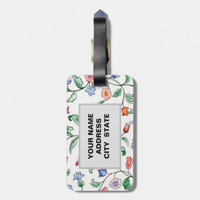 Tiny Floral Twines Luggage Tag. Tag (Back Vertical)