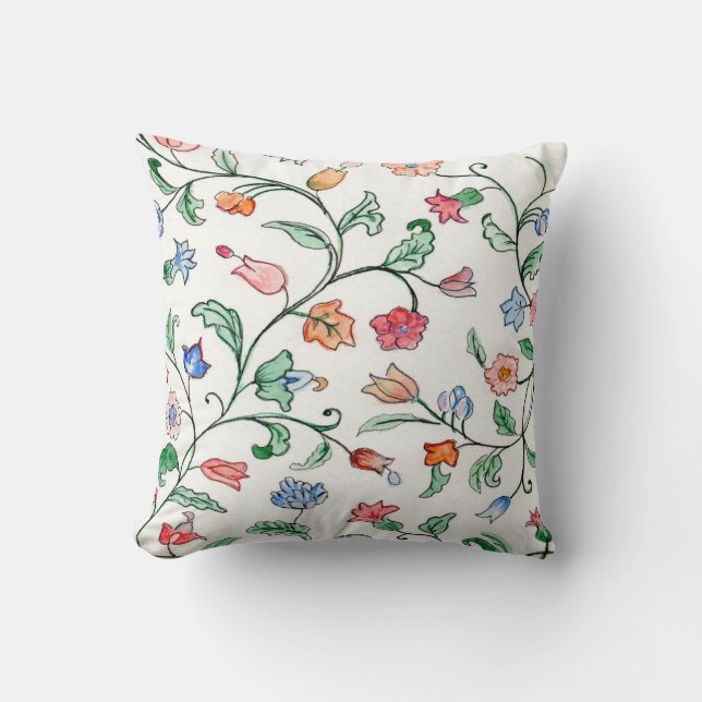 Tiny Floral Twines on a Throw Pillow (Front)
