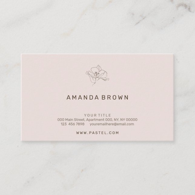 Tiny Flower Minimal Blush Pink Business Card (Front)