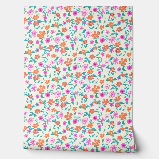 Tiny Flowers and Vines Pattern Wallpaper (Unrolling)