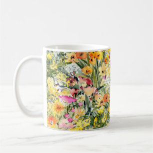 Tiny Flowers Field: Bright Watercolor. Coffee Mug