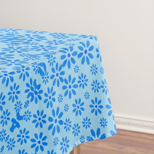 Tiny Flowers Pattern.Blue 02.b LBlue BG Tablecloth (In Situ)
