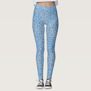 Tiny Flowers Pattern.Blue 02.b LGrey BG Leggings