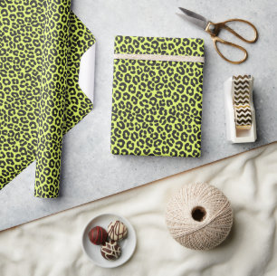 Tiny Fluorescent Yellow Leopard Print Wrapping Paper