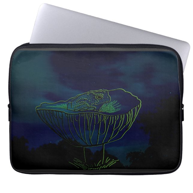 Tiny Frog in a Mushroom Laptop Sleeve (Front)