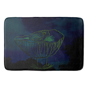 Tiny Frog in Mushroom Fleece Blanket Bath Mat