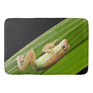 Tiny Frog On A Leaf Bath Mat