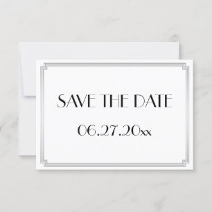 Tiny Gatsby Art Deco Silver Wedding Save The Date