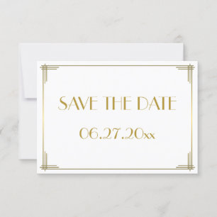 Tiny Gatsby Gold Art Deco Save The Date Card
