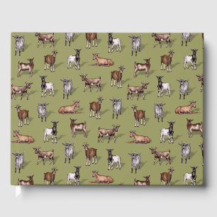 Tiny Goats on Green - Goat Herd Pattern Guest Book
