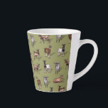 Tiny Goats on Green - Goat Herd Pattern Latte Mug<br><div class="desc">This latte mug features a herd of tiny goats in all different colours on a muted green background.</div>