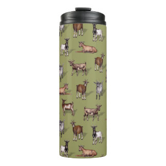 Tiny Goats on Green - Goat Herd Pattern Thermal Tumbler