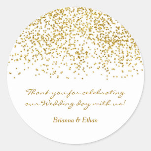 Tiny Gold Dots Confetti Modern Wedding Stickers
