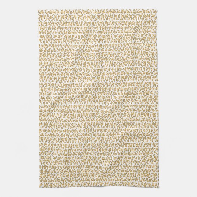 Tiny gold floral pattern tea towel (Vertical)