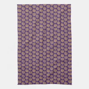 Tiny Golden Apples Purple Kitchen Towel