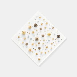 Tiny Golden Snow Ters: Christmas Snowflake Napkins