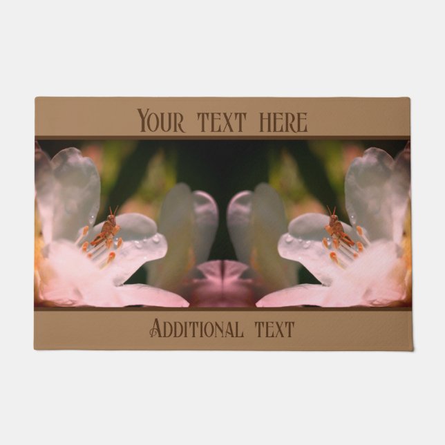 Tiny Grasshopper On Azalea Flower Personalised   Doormat (Front)