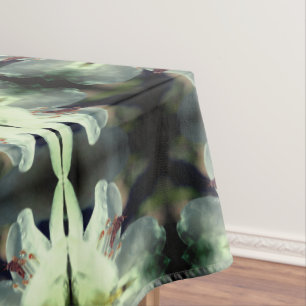 Tiny Grasshopper On White Azalea Flower Abstract Tablecloth