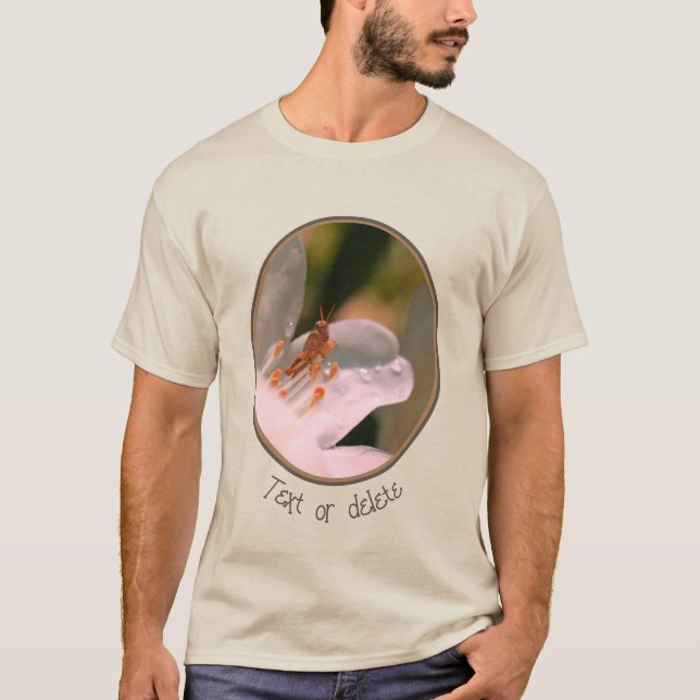 Tiny Grasshopper On White Azalea Flower  T-Shirt (Front)